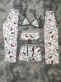 Hello Kitty Caras Blanco Pijama De 5 Piezas