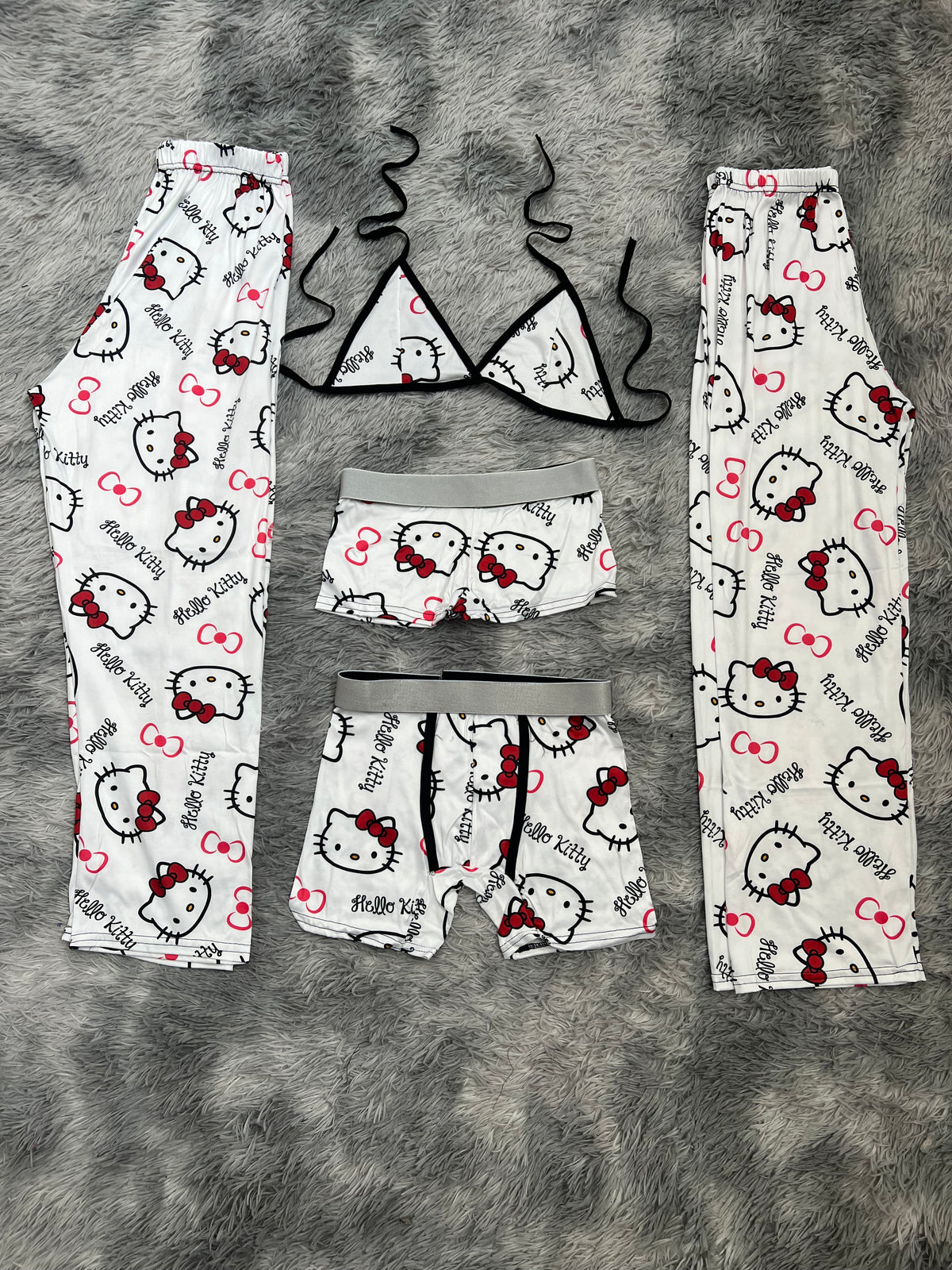 Hello Kitty Caras Blanco Pijama De 5 Piezas