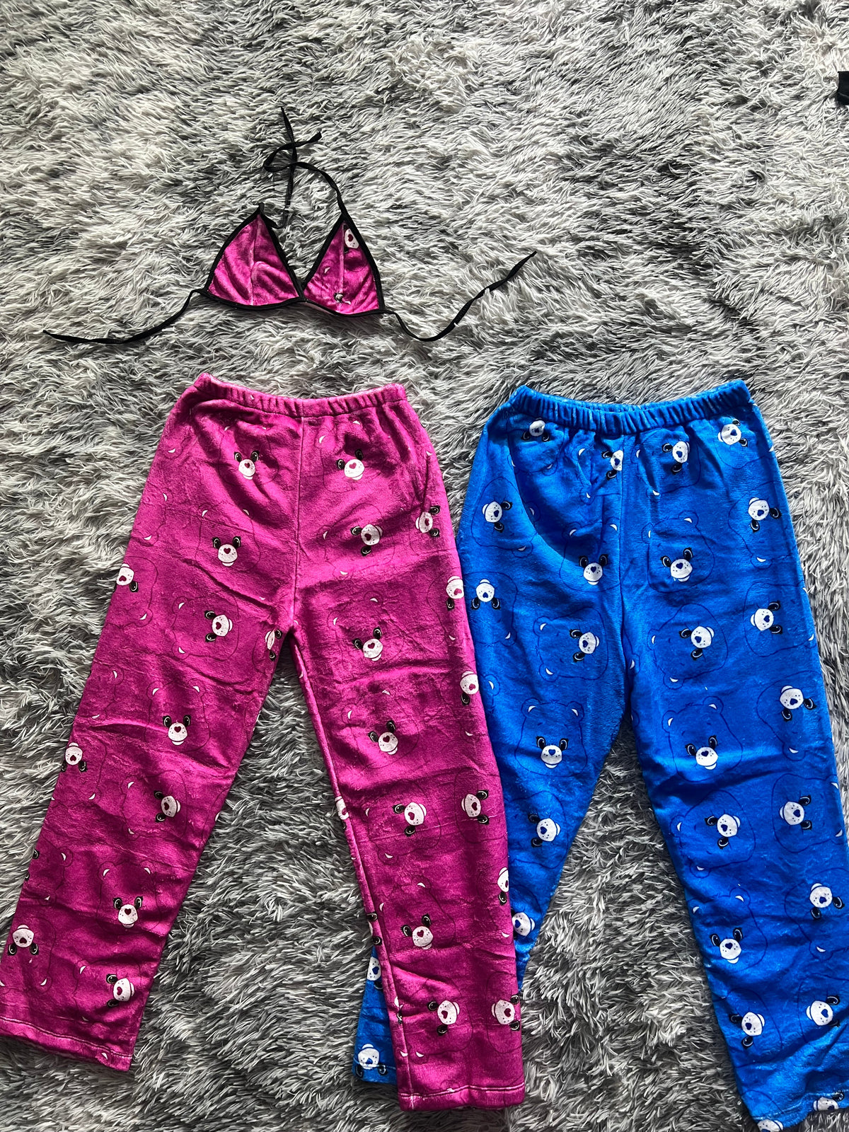 osito carinosito intercalado rosa y azul duo de pijama afelpada