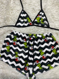 Grinch rayas negras y blancas  top Con Short Unitalla De Afelpado