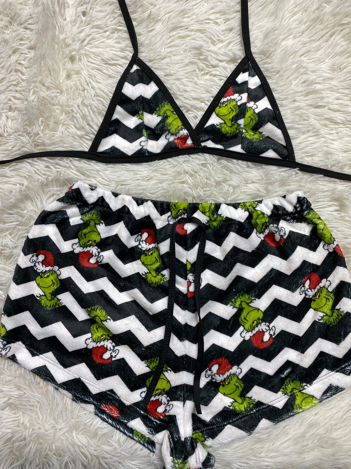 Grinch rayas negras y blancas  top Con Short Unitalla De Afelpado