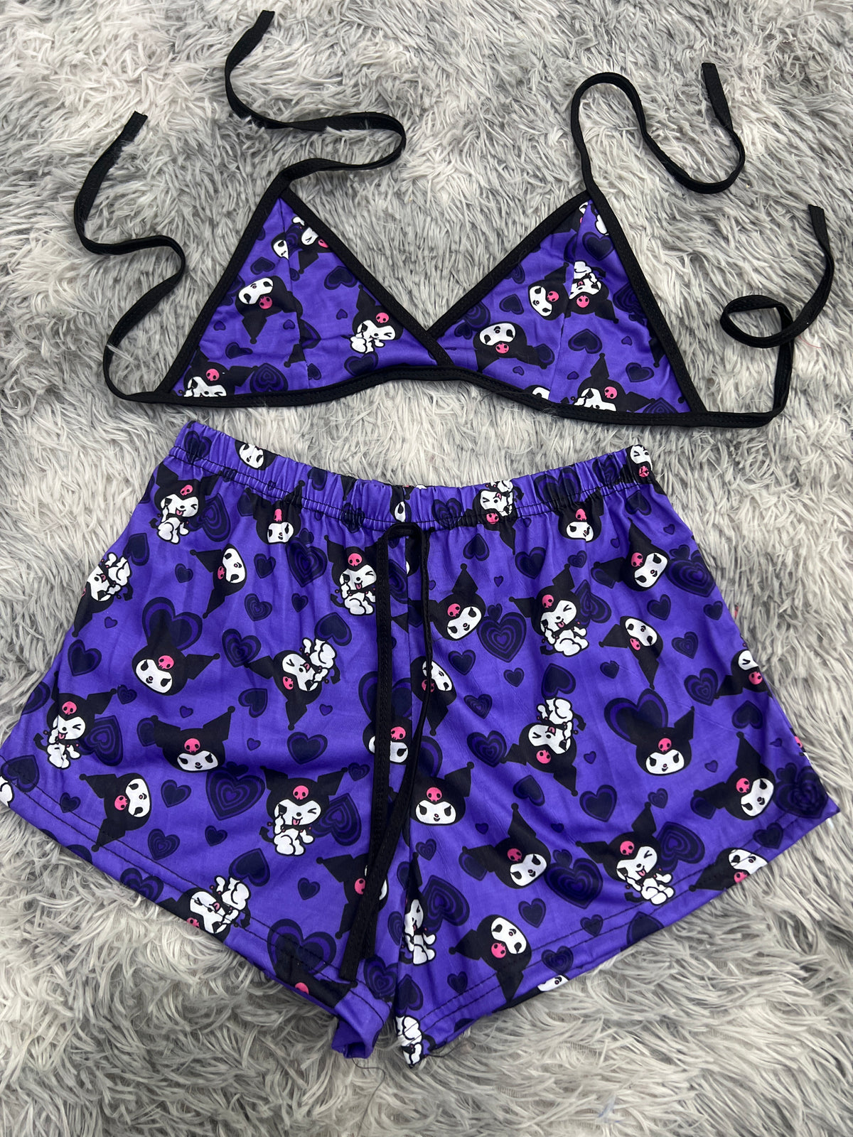 Kuromi Corazones Morados Top Con Short Brush