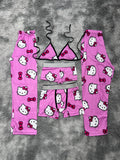 Hello Kitty Monito Fondo Rosa Pijama De 5 Piezas