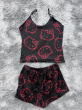 Hello Kitty Roja Fondo Negro Blusa Con Short
