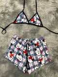 Snoopy Rayas Rosas Top Con Short Afelpado