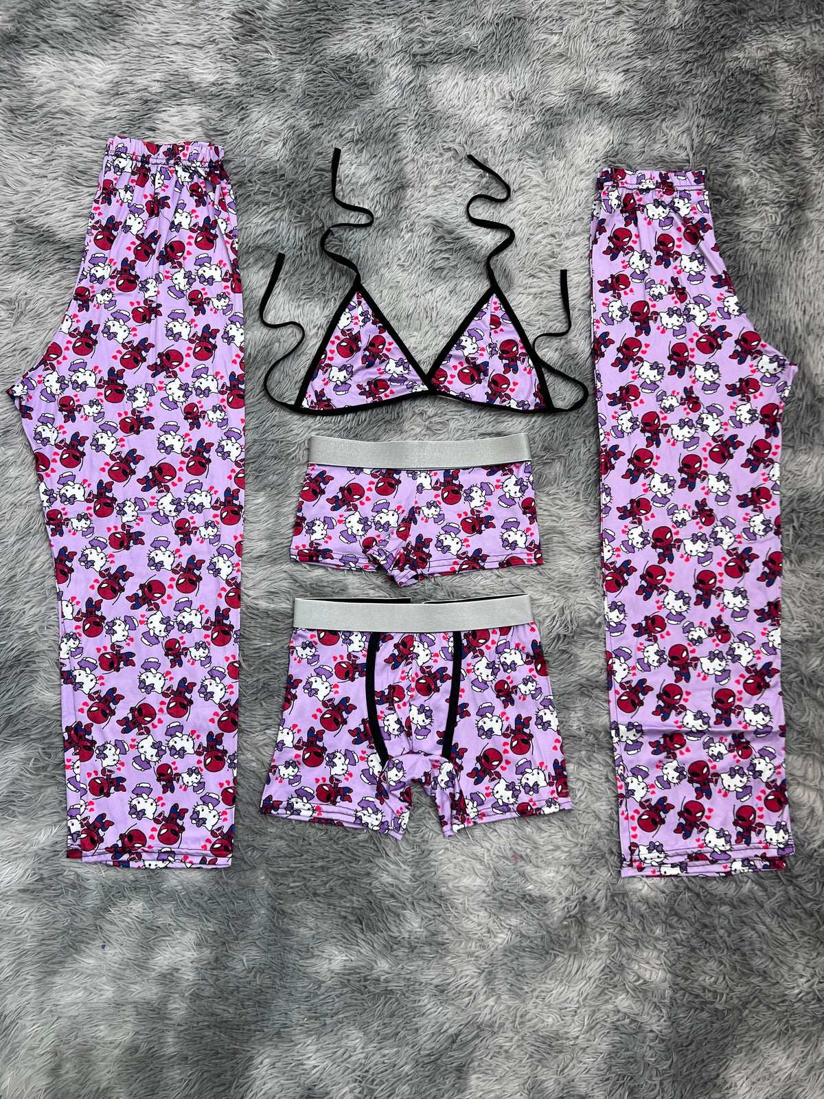 Spider Kitty Morado Pijama De 5 Piezas