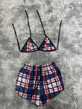 Cuadros Azules Y Rojos Top Con Short Brush