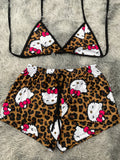 Hello Kitty Animal Print Leopardo Top Con Short Brush
