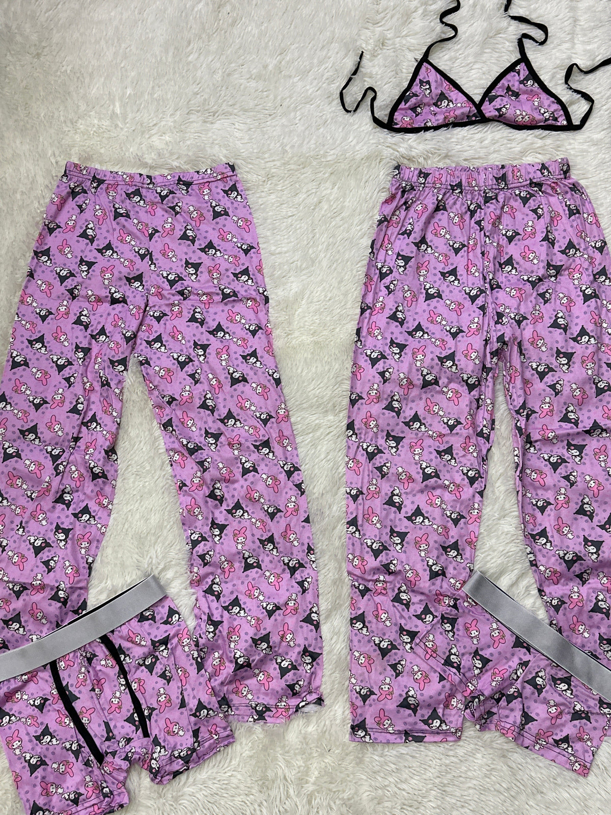 Calaveras Kuromi Y My Melody Fondo Pijama De 5 Piezas