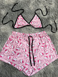 Hello Kitty Peluche Fondo Rosa Top Con Short Brush