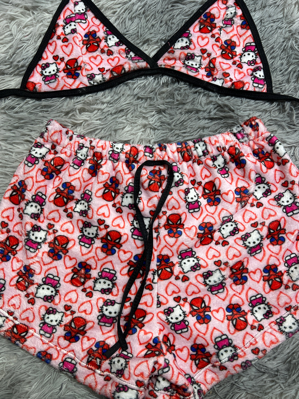 Spider Kitty Rosa Top Con Short Afelpado