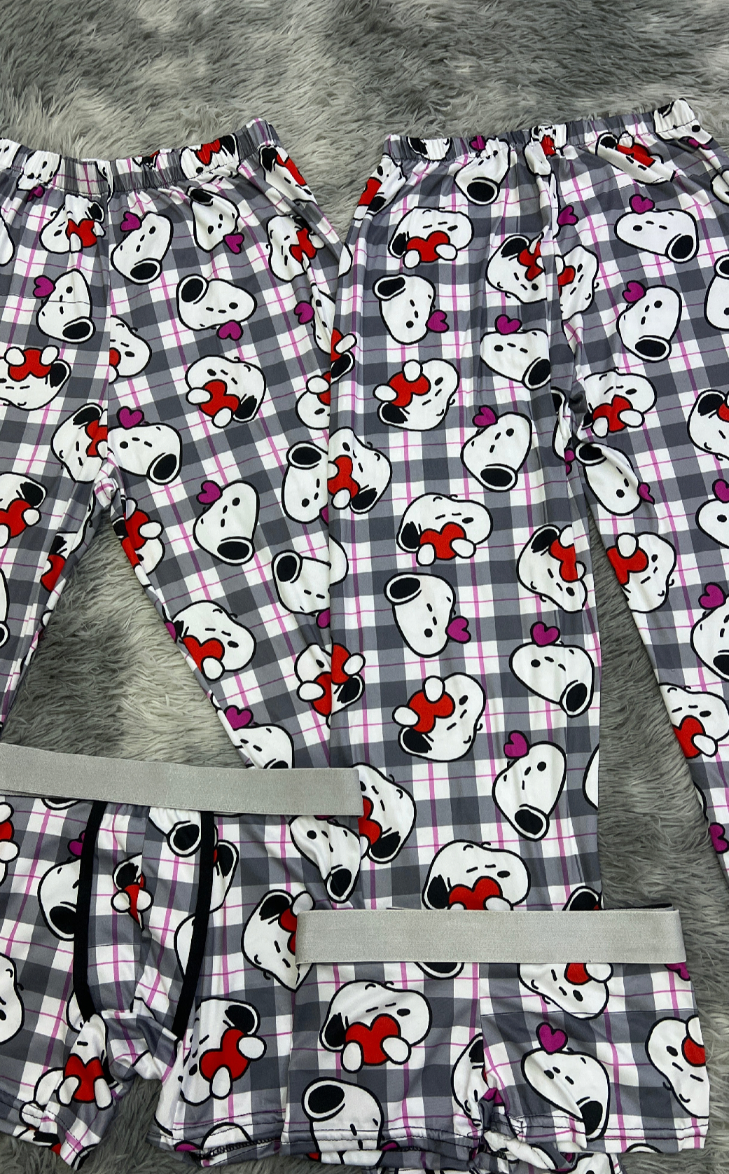 Snoopy Corazón Y Cuadros Pijama De 5 Piezas