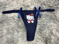 Hello Kitty Delgada Azul Tanga De Dama