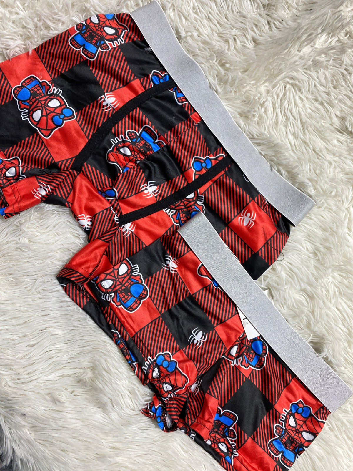 Spider Kitty Cuadros Rojos Rayados Duo Con Boxer XL