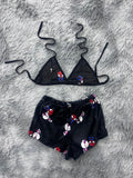 Hello Kitty Spider Beso Fondo Negro Top Con Short Afelpado
