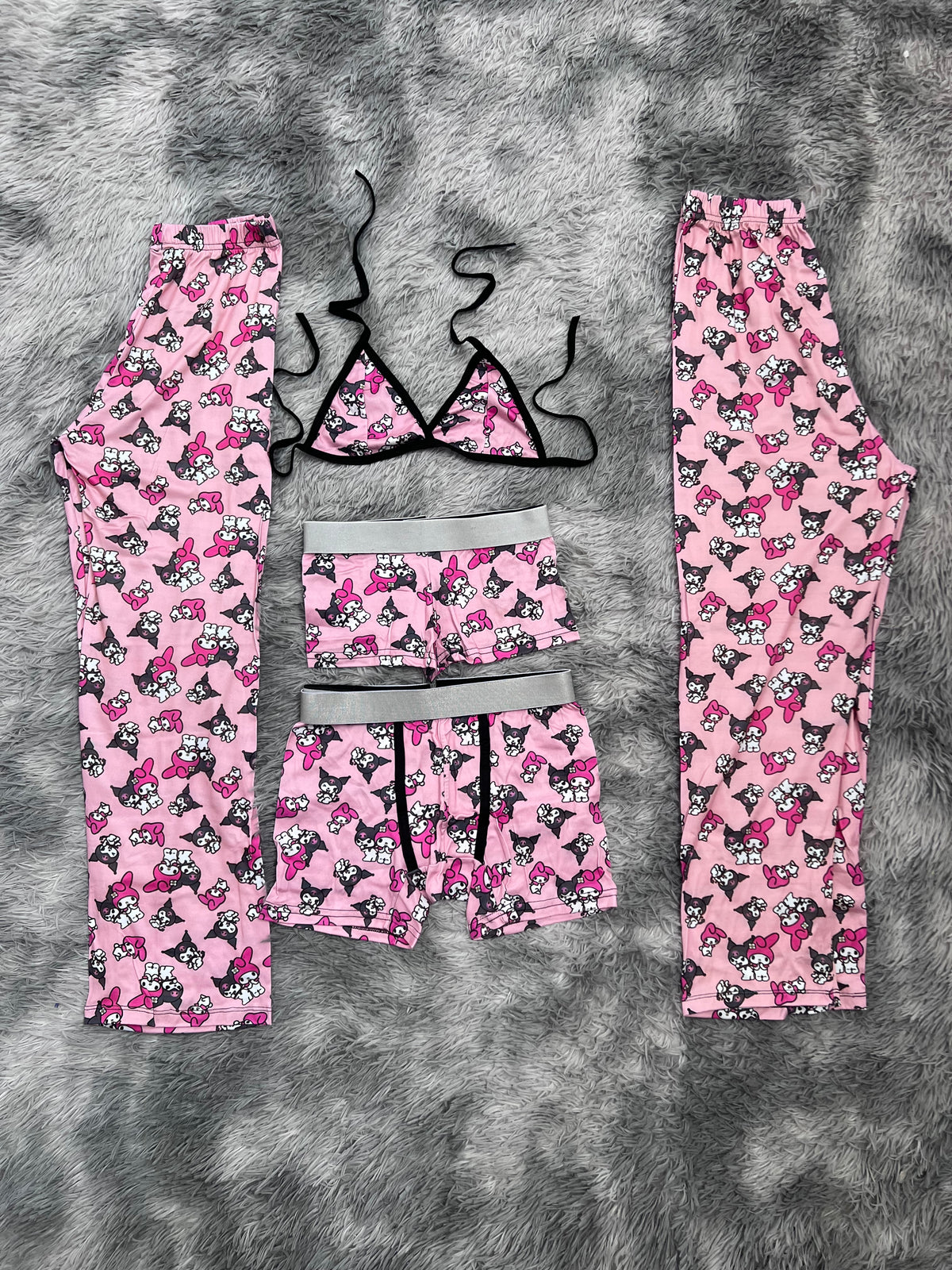 Kuromi Y My Melody Fondo Rosa Pijama De 5 Piezas