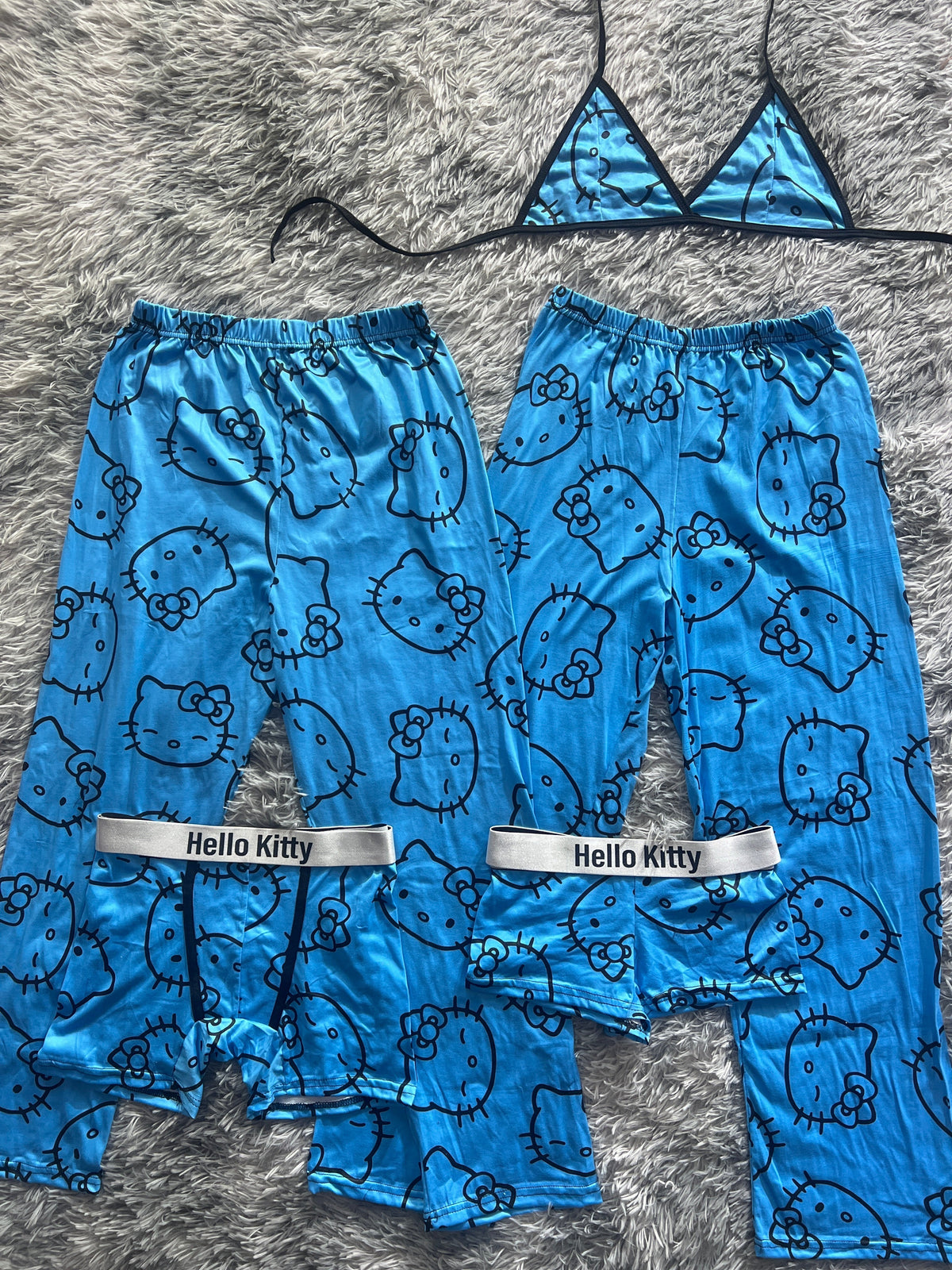 Hello Kitty Caras Azules Pijama De 5 Piezas