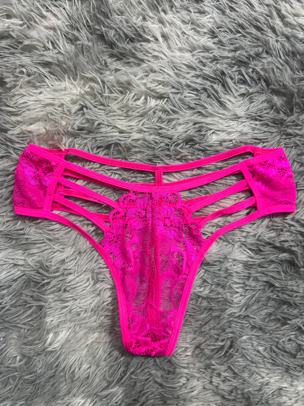 Líneas Rosa Fosforescente Tanga De Dama