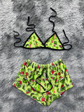Grinch Navidad Verde Top Con Short Unitalla De Afelpado