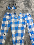 Snoopy Cuadros Azul Duo De Pijama Afelpada