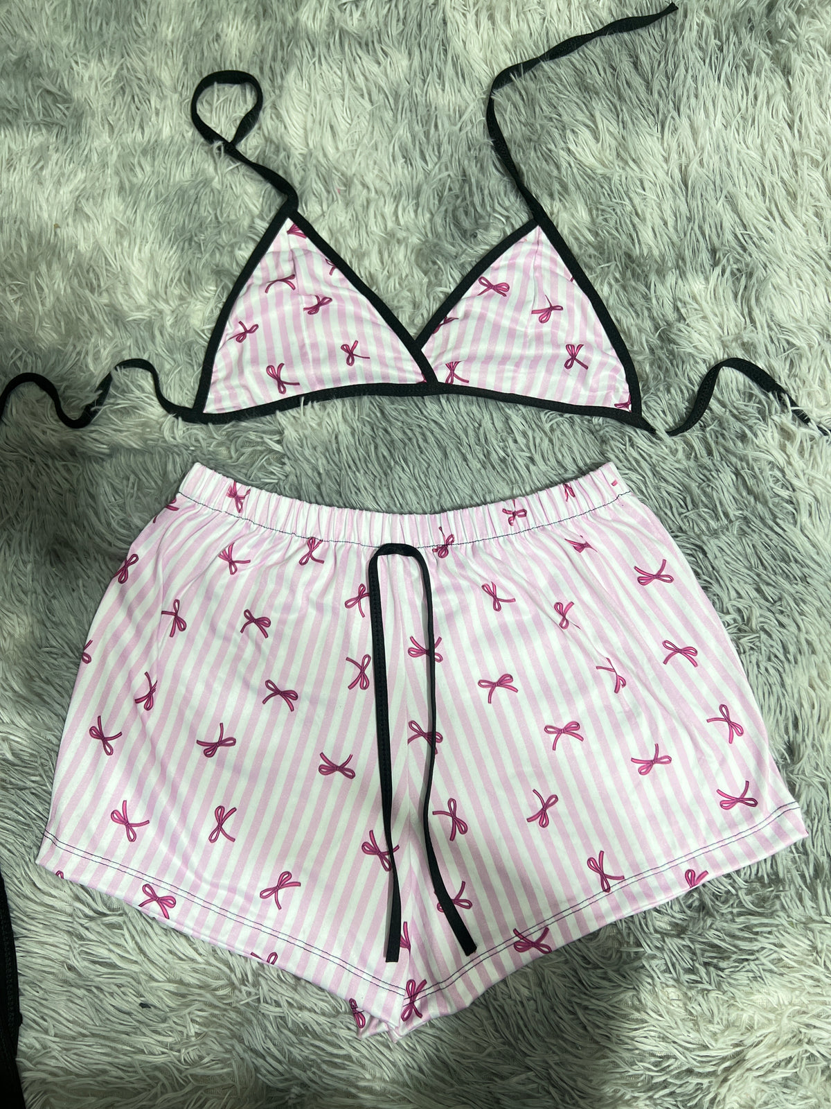 Moños Rosas Top Con Short Brush