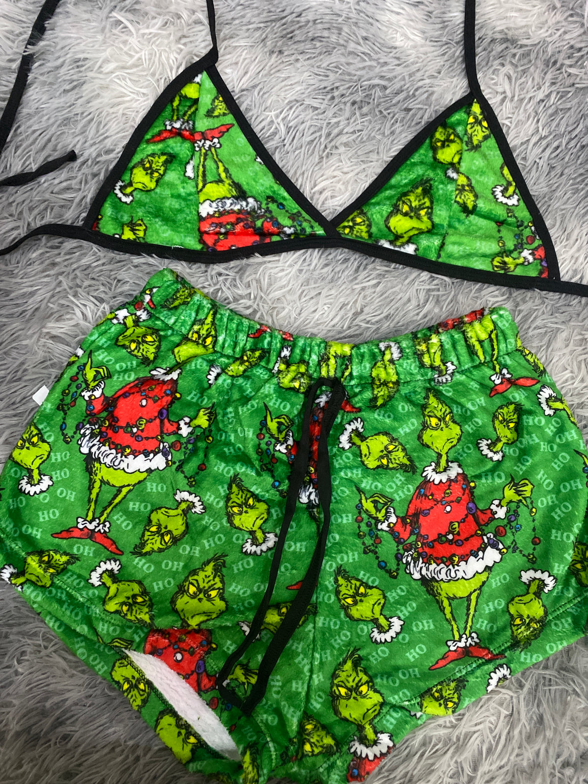 Grinch Navideño suéter  Fondo verde Top Con Short Unitalla De Afelpada