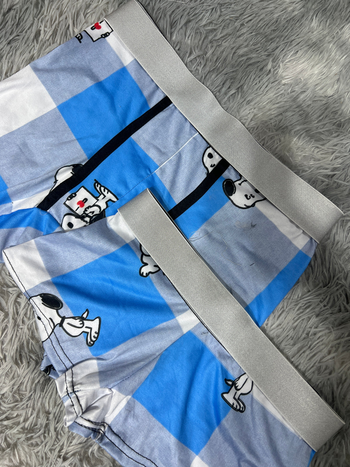 Snoopy Cuadros Azules Duo Con Boxer Unitalla