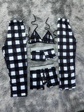 Cuadros Blancos Y Negros Pijama De 5 Piezas