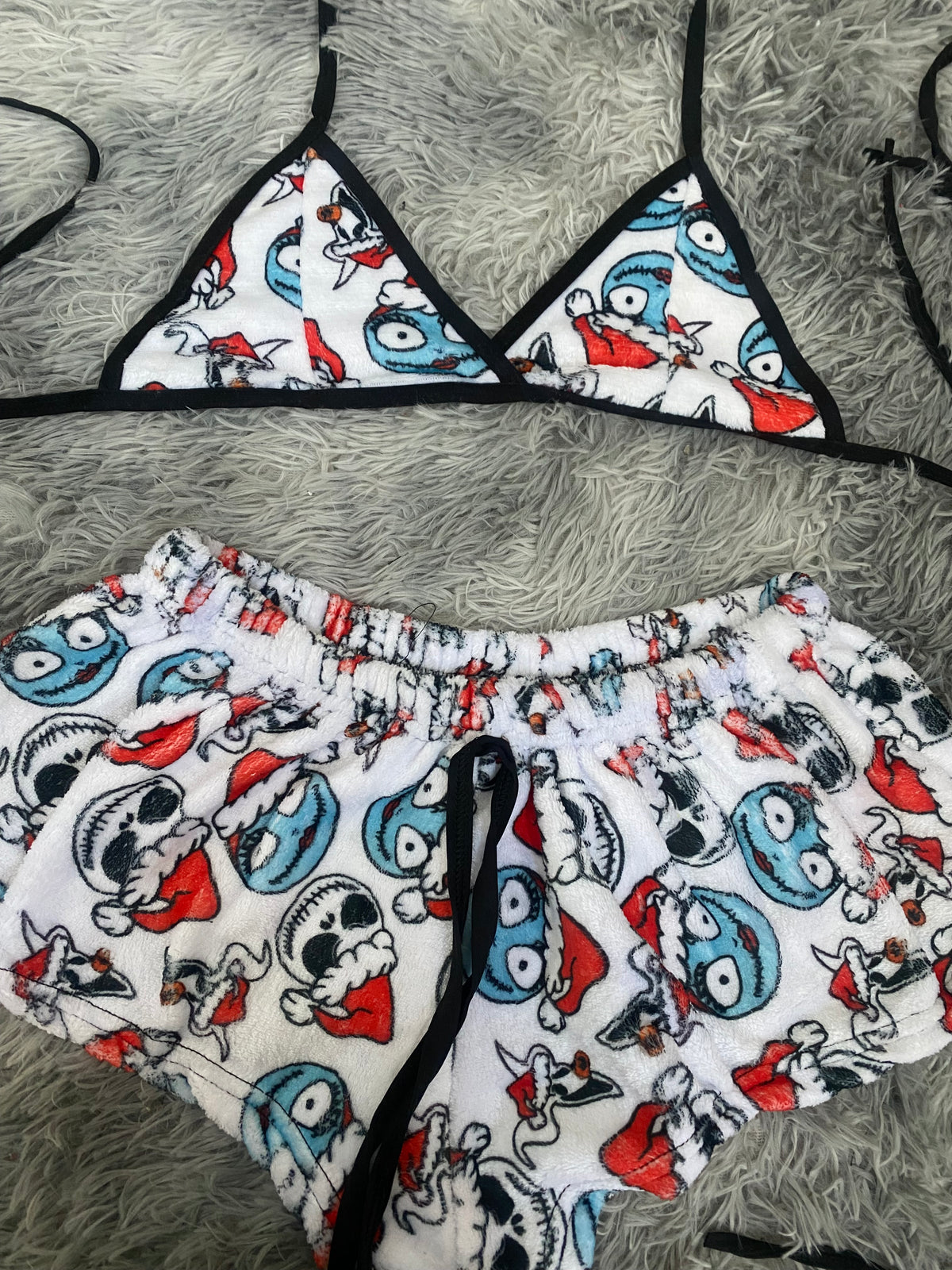 Jack y sally navideño Top Con Short Afelpado