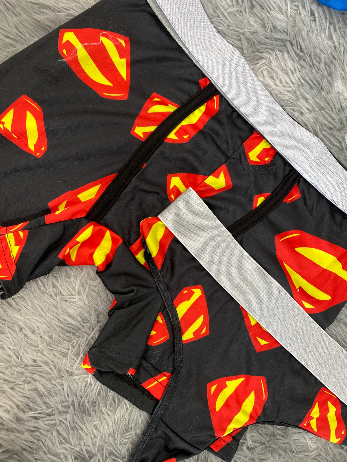 Superman Logo Rojo Fondo Negro Duo Unitalla Con Tanga