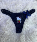 Hello Kitty Gruesa Encaje Azul Tanga De Dama