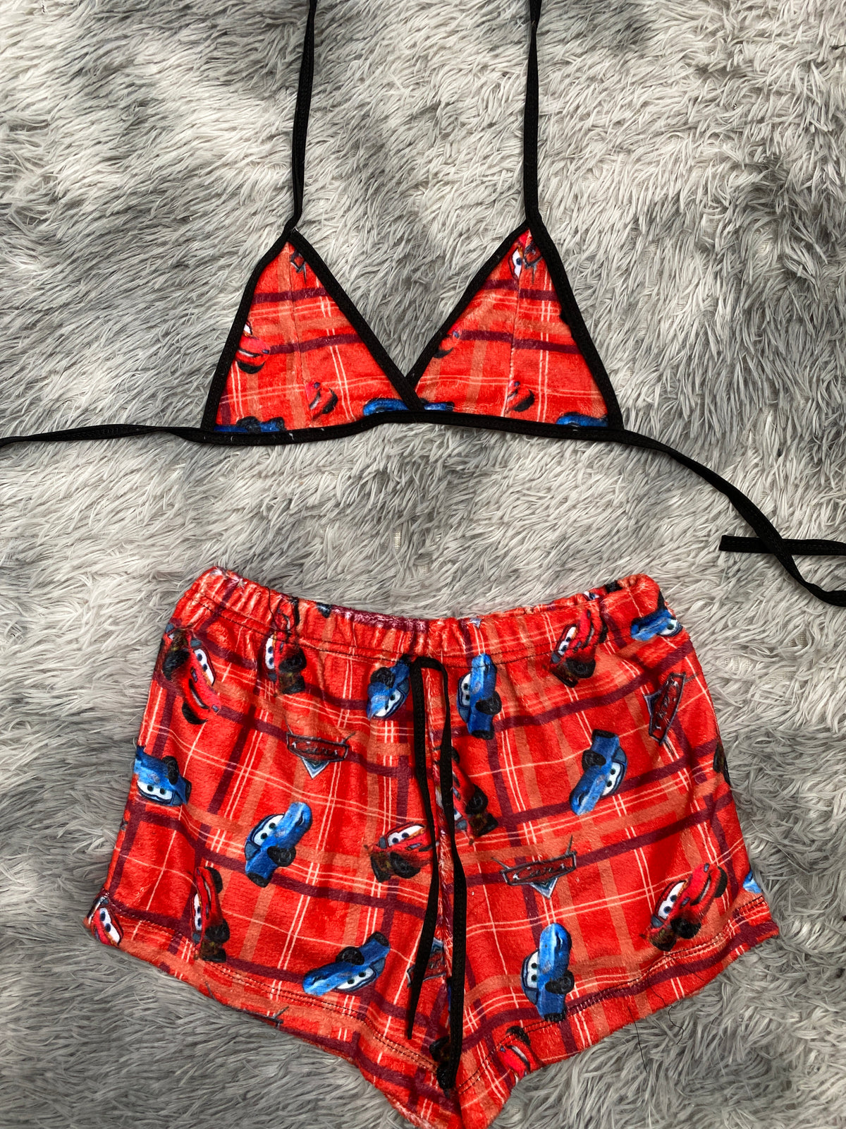Cars Cuadros Rojos Top Con Short Afelpado
