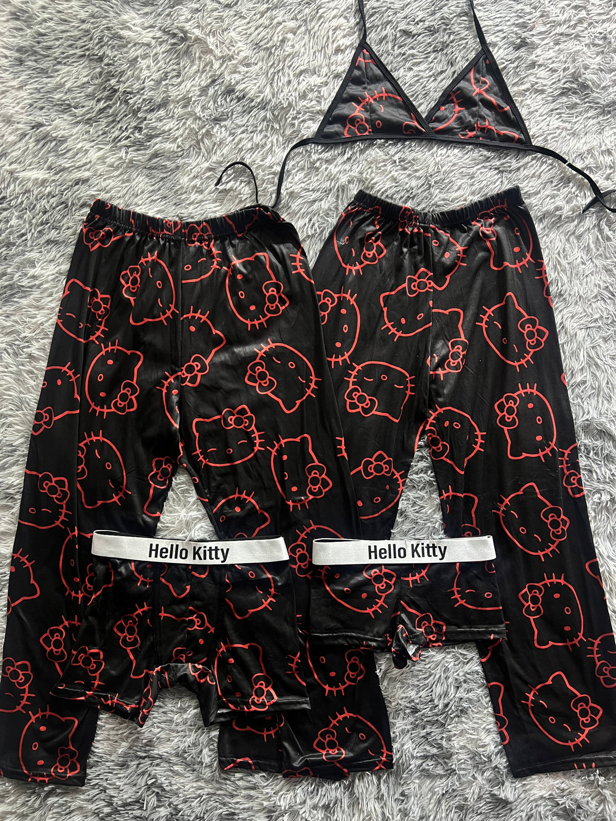 Hello Kitty Delineado Rojo Pijama De 5 Piezas