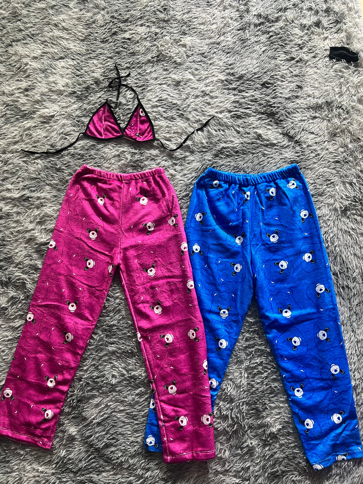 osito carinosito intercalado rosa y azul duo de pijama afelpada