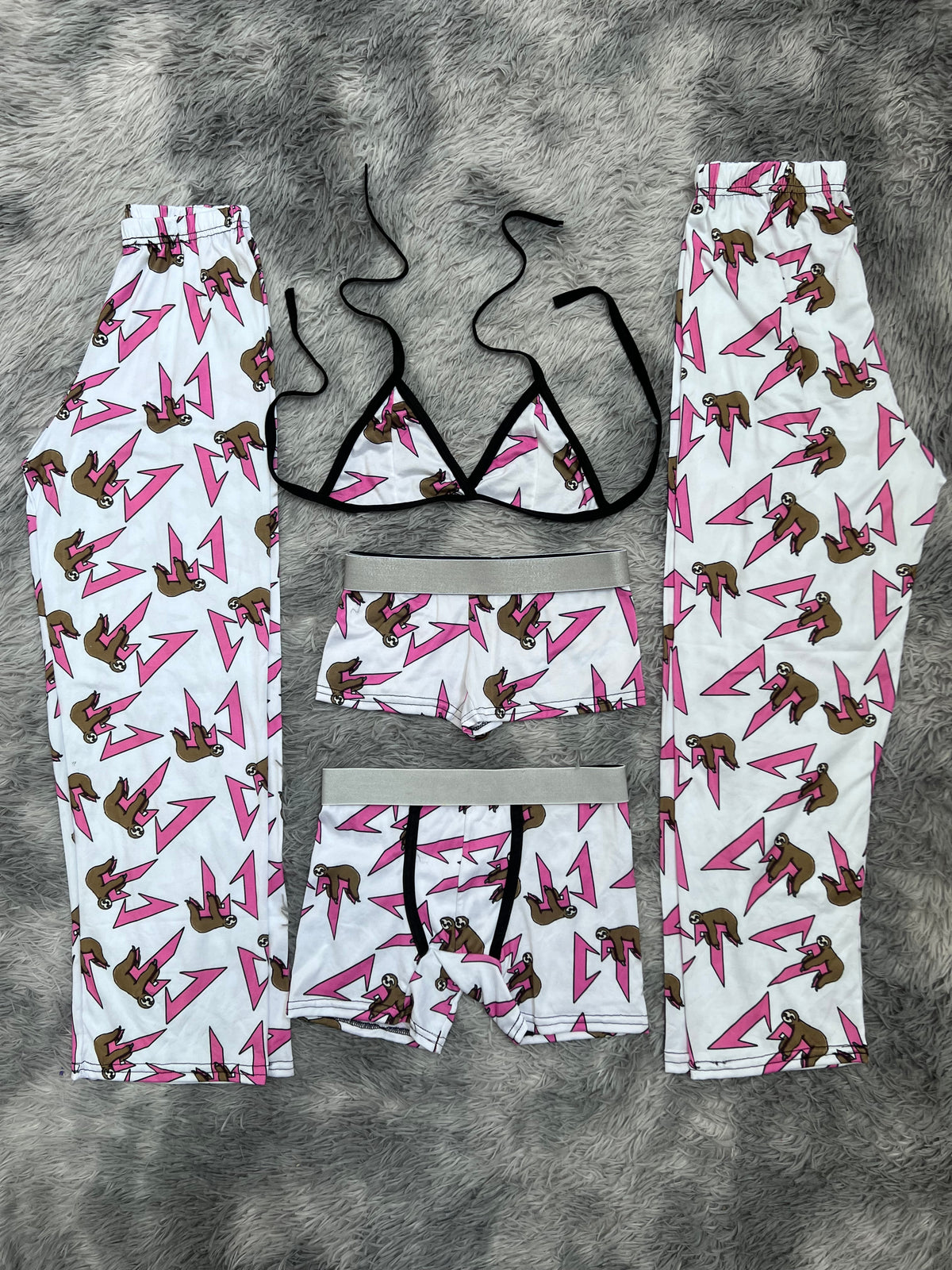 CT Rosa Y Blanco Pijama De 5 Piezas