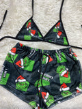 Grinch cuadros negros y verdes  top Con Short Unitalla De Afelpado