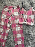 Snoopy Cuadros Rosas Blusa Con Pantalón