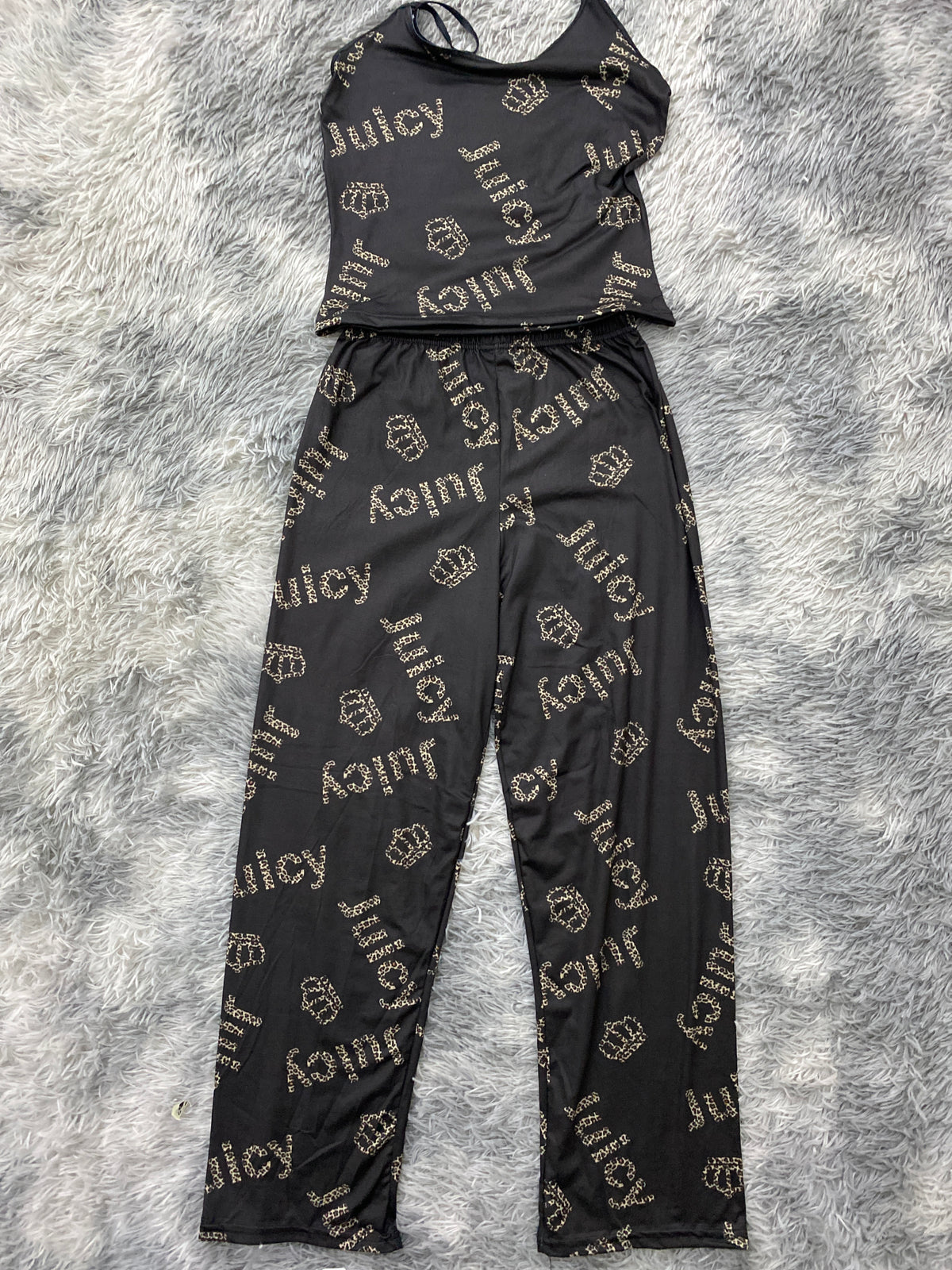 Juicy Fondo Negro Blusa Con Pantalón