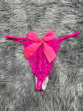 Moño Grande Rosa Fosforescente Tanga De Dama