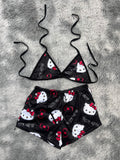 Hello Kitty Nombre Fondo Negro Top Con Short Brush