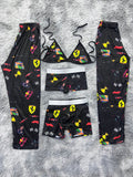Formula 1 Fondo Negro Pijama De 5 Piezas