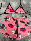 Hello Kitty Y Batman Rosa Top Con Short Afelpado