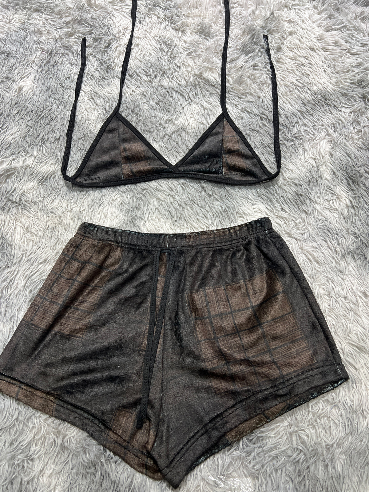 Cuadros Cafes Top Con Short Afelpado