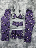 Lucifer Gato Morado Pijama De 5 Piezas