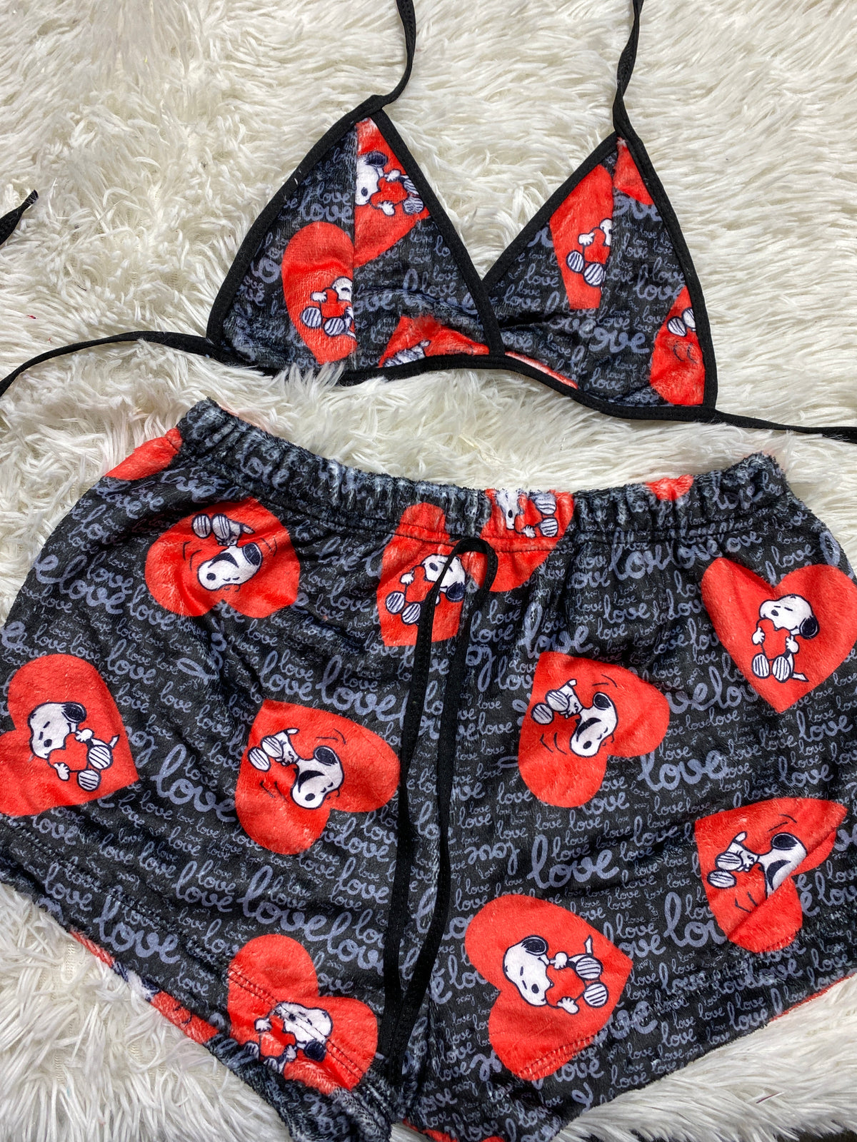 Snoopy Love Top Con Short Afelpado
