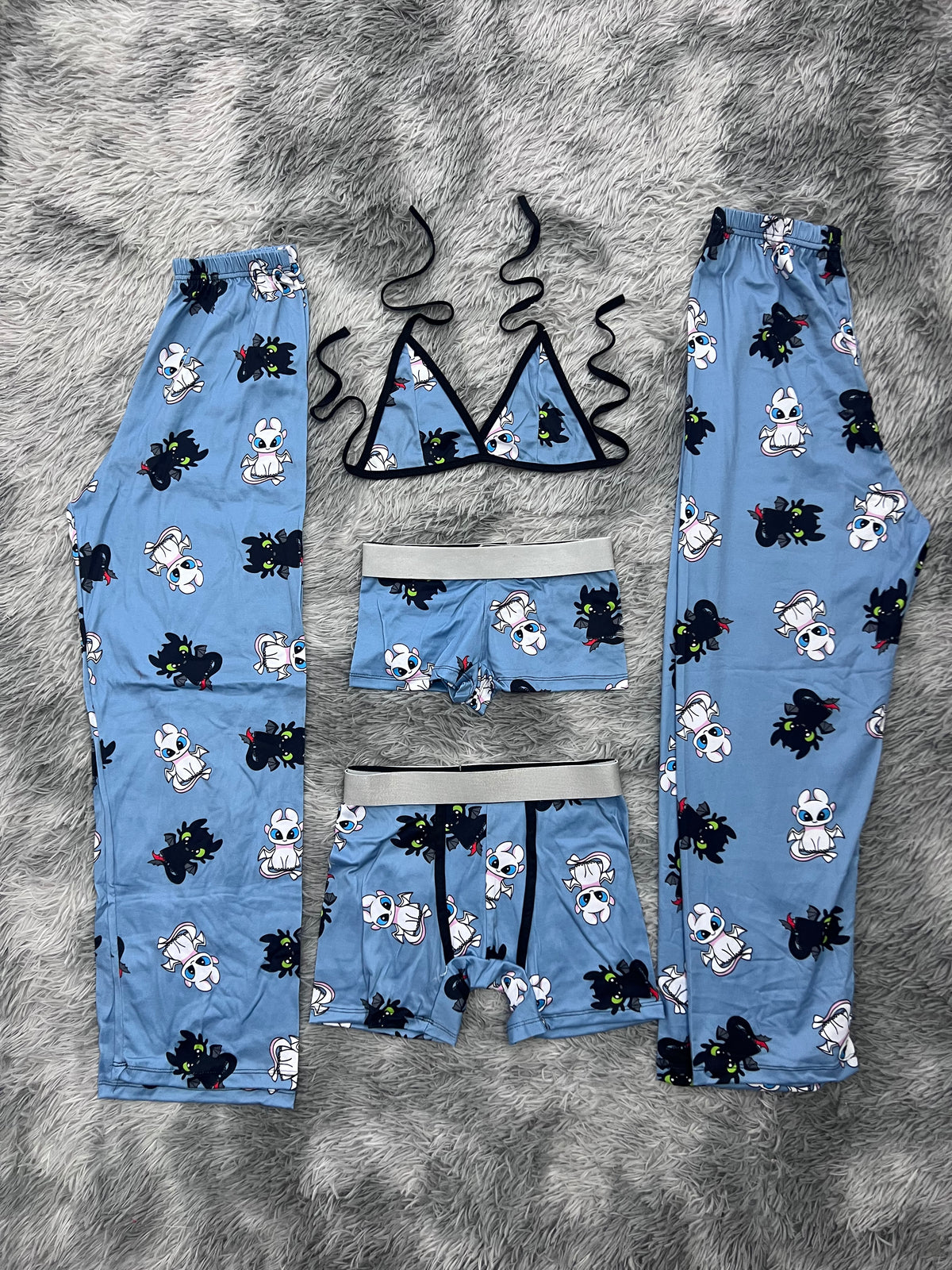 Chimuelo Dragón Y Luminosa Fondo Azul Pijama De 5 Piezas