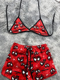 Spiderman Corazón Fondo Rojo Top Con Short Afelpado