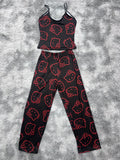 Hello Kitty Rojo Fondo Negro Blusa Con Pantalón