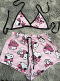 Snoopy Fondo Rosa Claro Top Con Short Brush