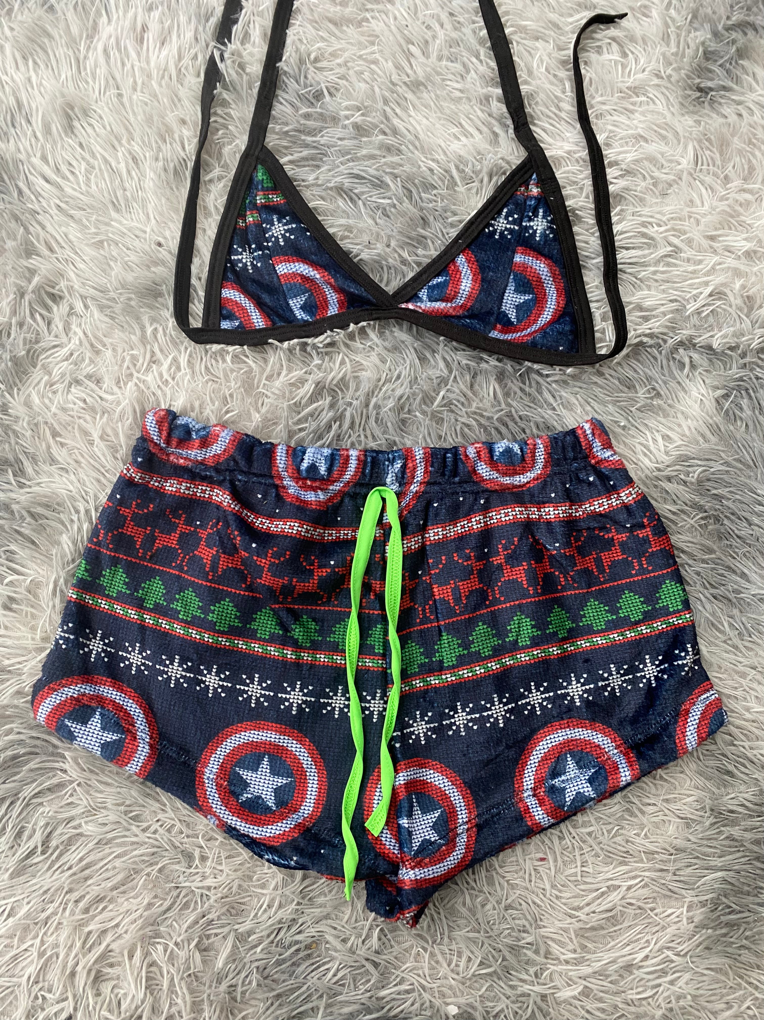 Capitán america navideño Top Con Short Afelpado